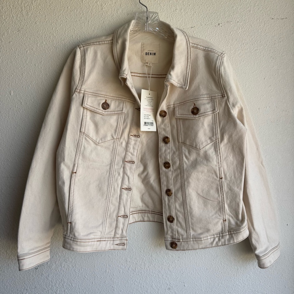 NWOT Sezane Wilfried Ecru Organic Cotton Denim Jacket - Picture 6 of 10